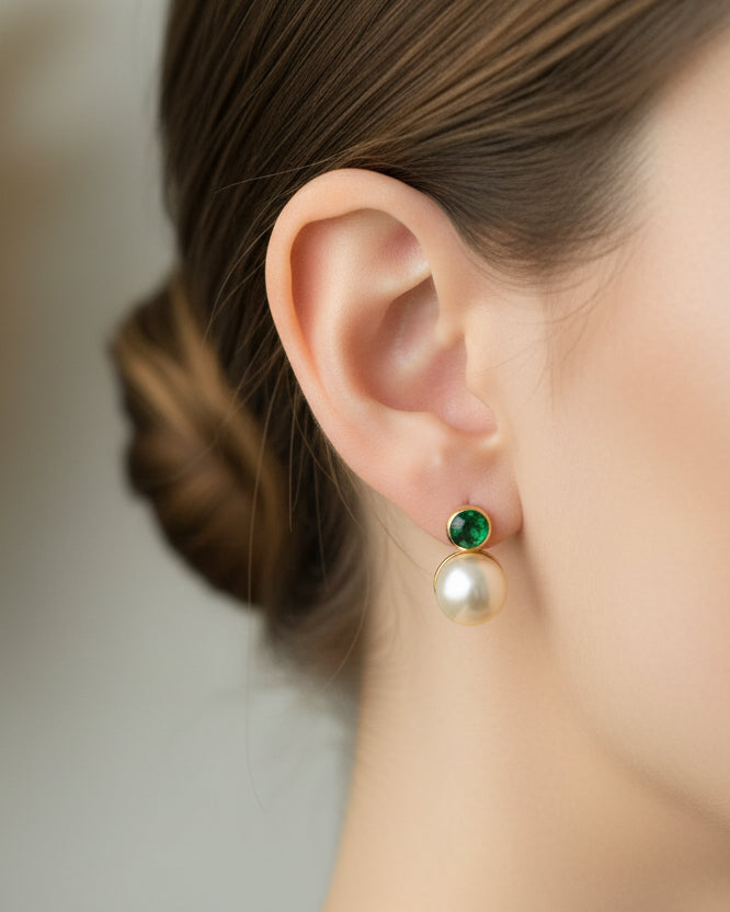 Pearl & Tourmaline Earrings