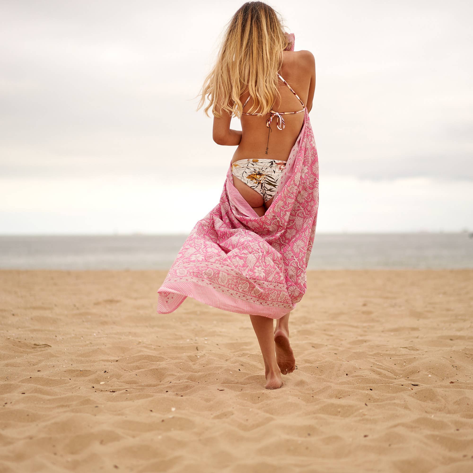 Block Print Cotton Sarong - Pink