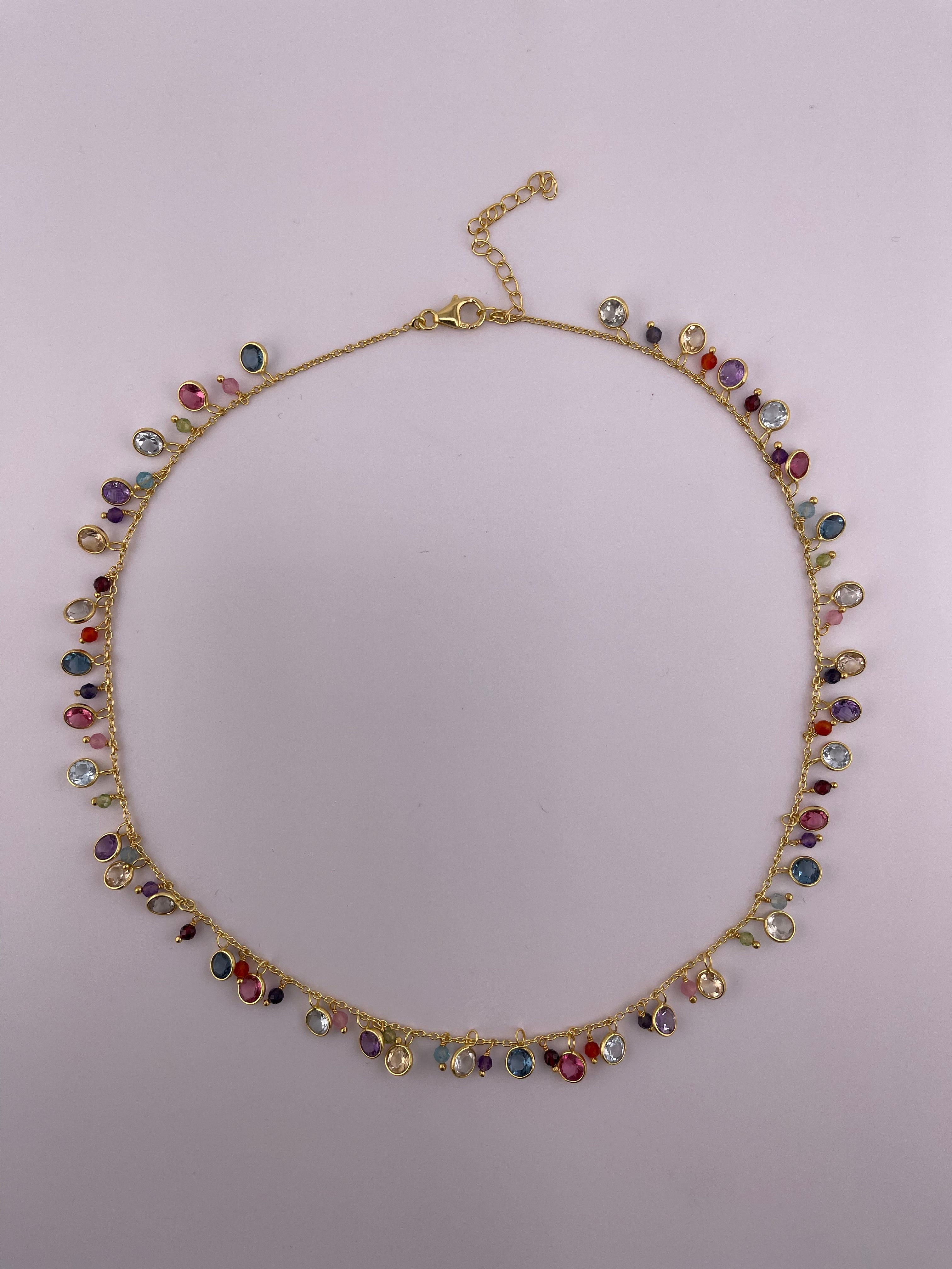 Mixed Stone Multi Drop Necklace