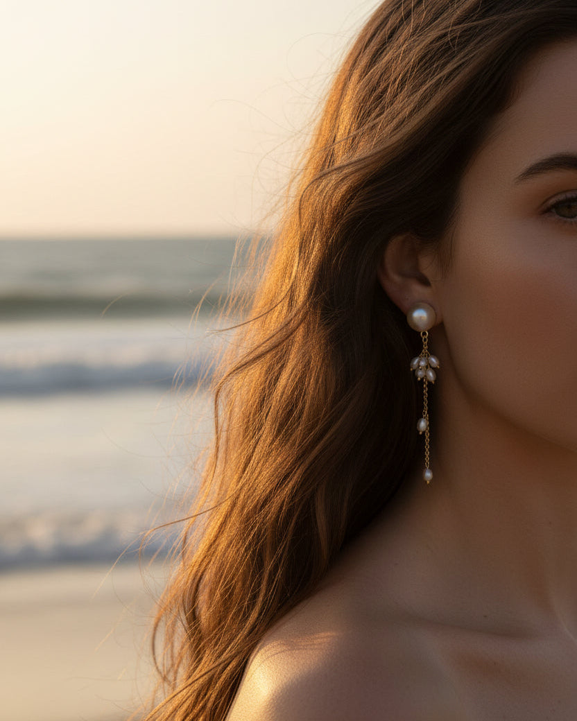 Palm Pearl Drop Earrings