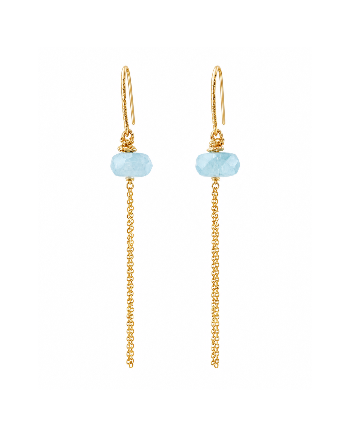 Aquamarine Hanging Chain Earrings