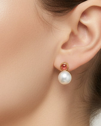 Pearl & Tourmaline Earrings