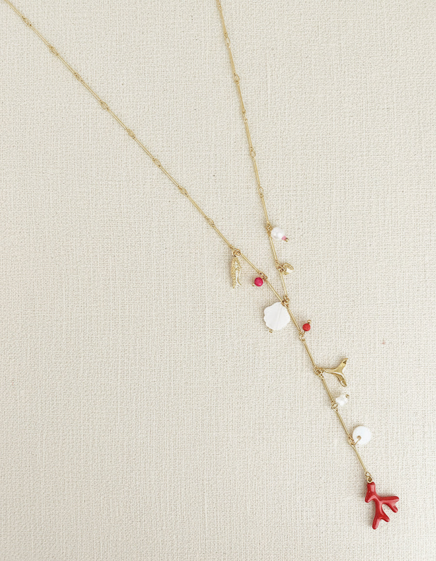 Marine Charms Necklace - Coral