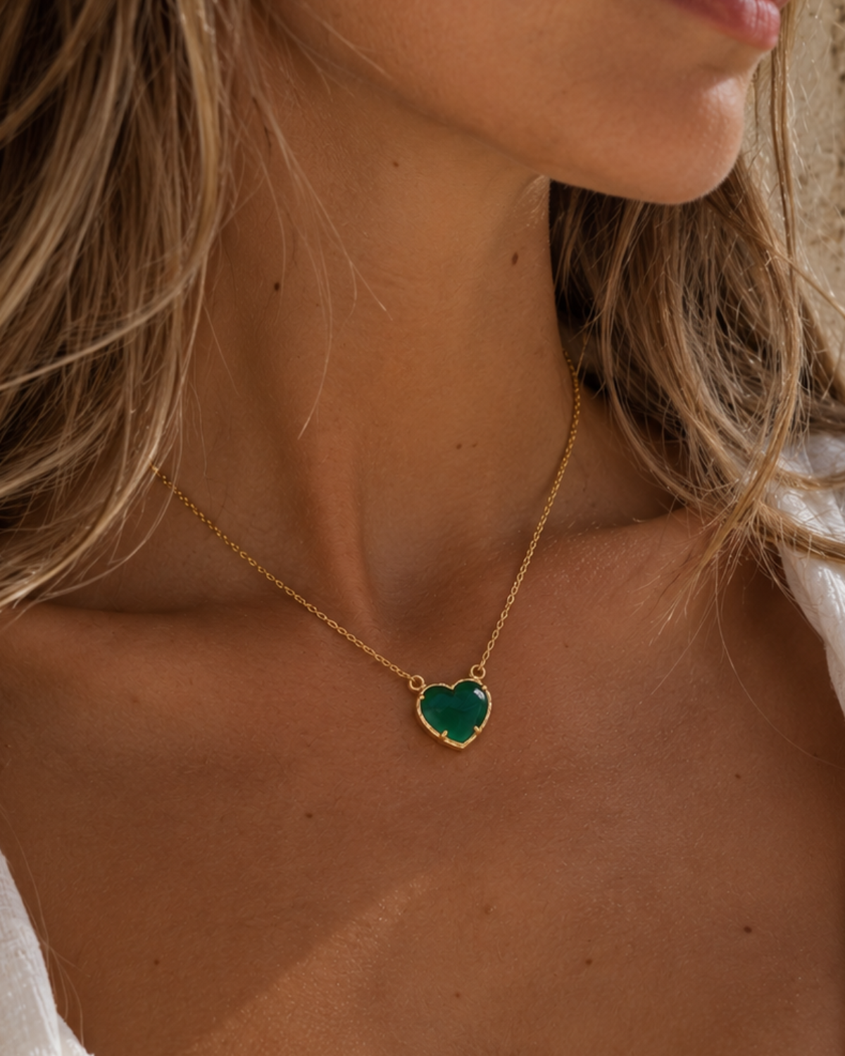 Green Chalcedony Stone Necklace