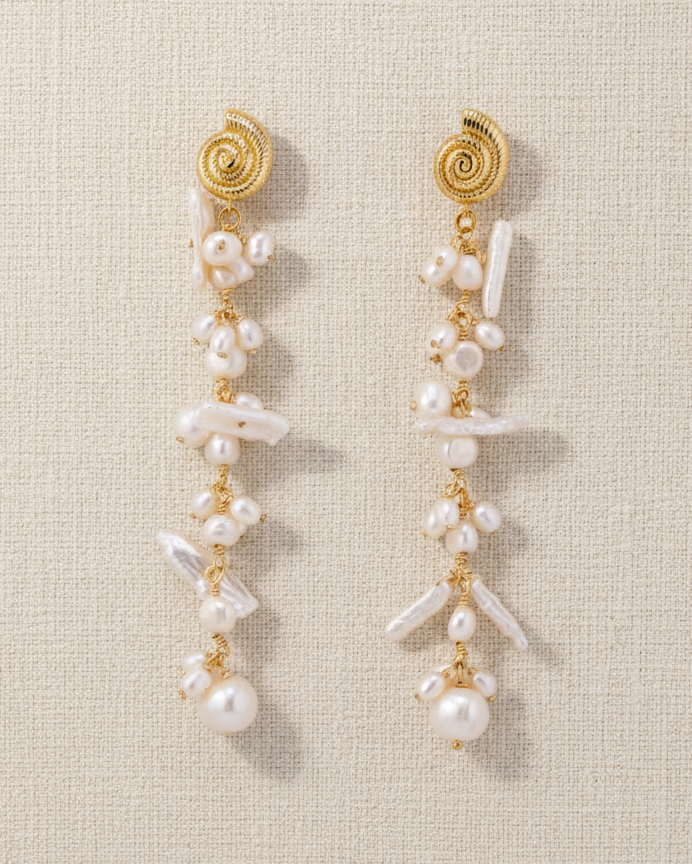 Seashore Pearled Long Earrings