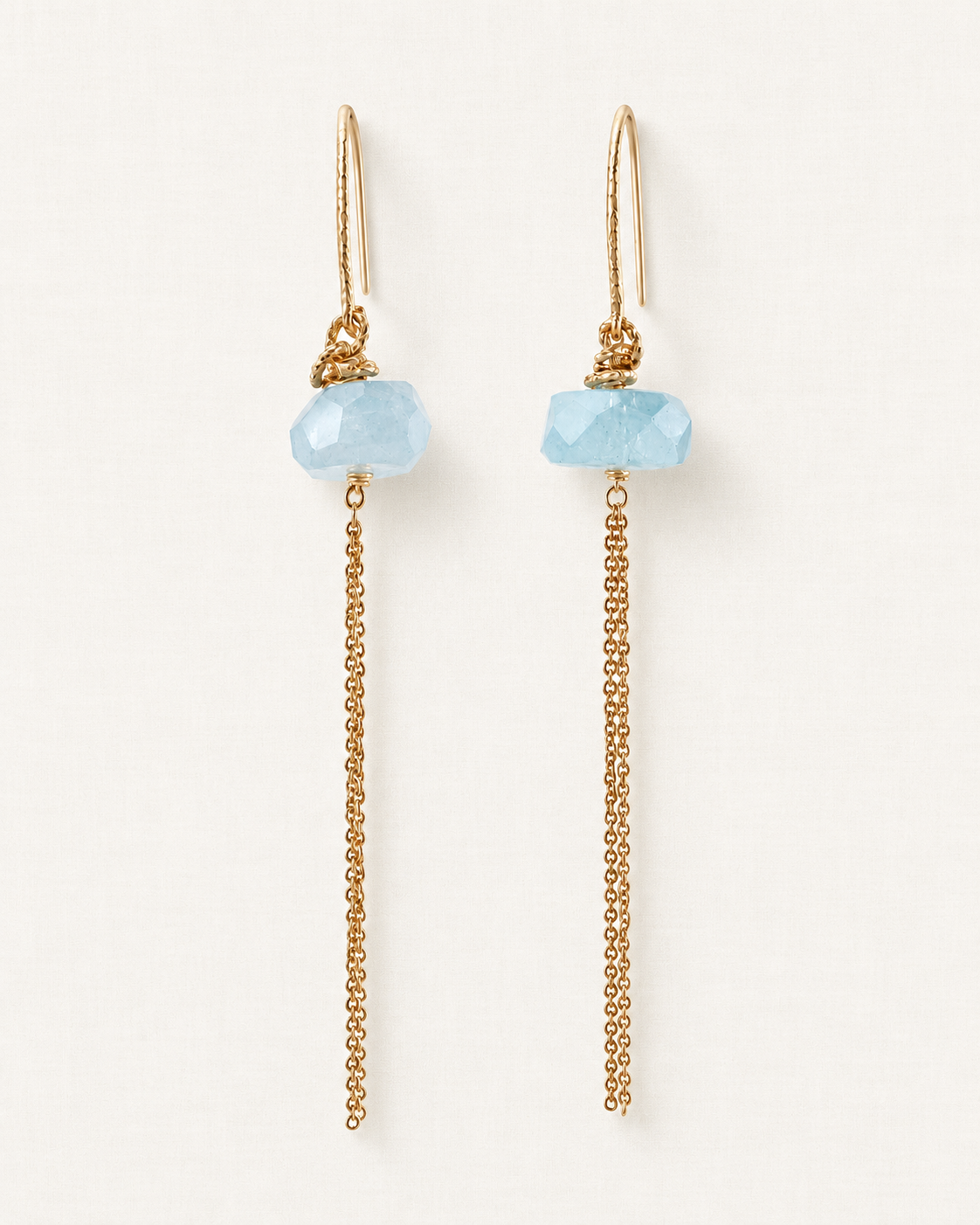 Aquamarine Hanging Chain Earrings