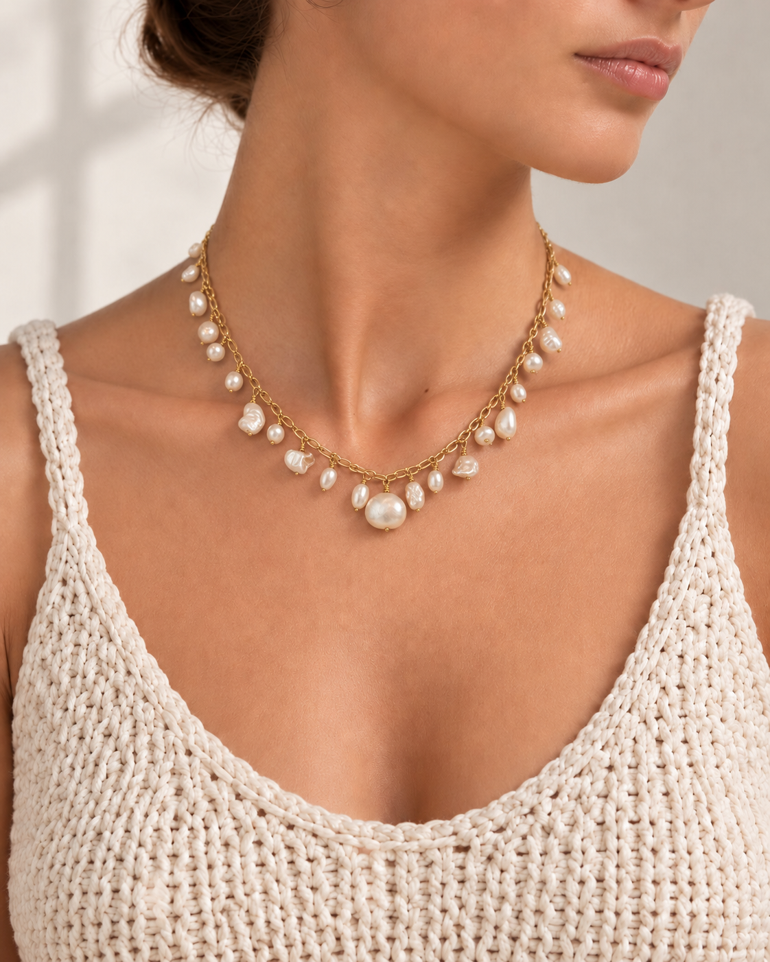 Vintage Pearl Cascade Necklace