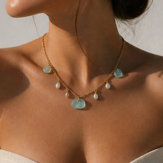 Sea Glass & Pearl Necklace
