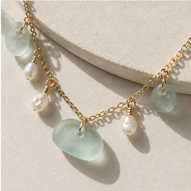 Sea Glass & Pearl Necklace