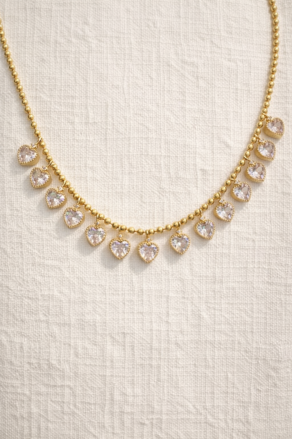 Tiny Heart Tennis Necklace