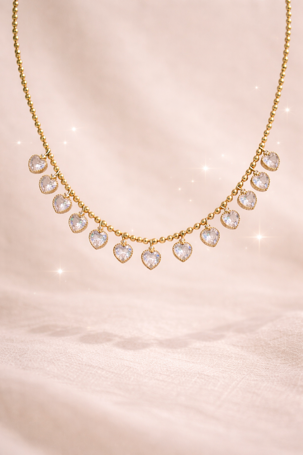 Tiny Heart Tennis Necklace