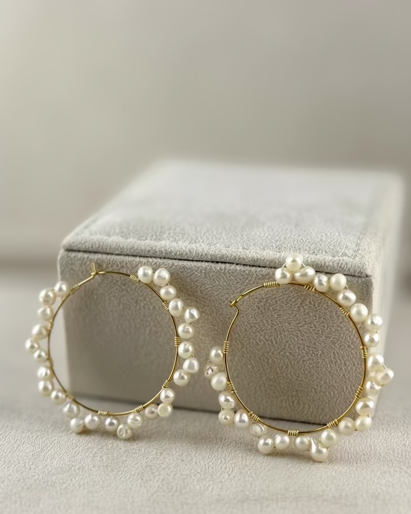 Beachside Pearled Hoops