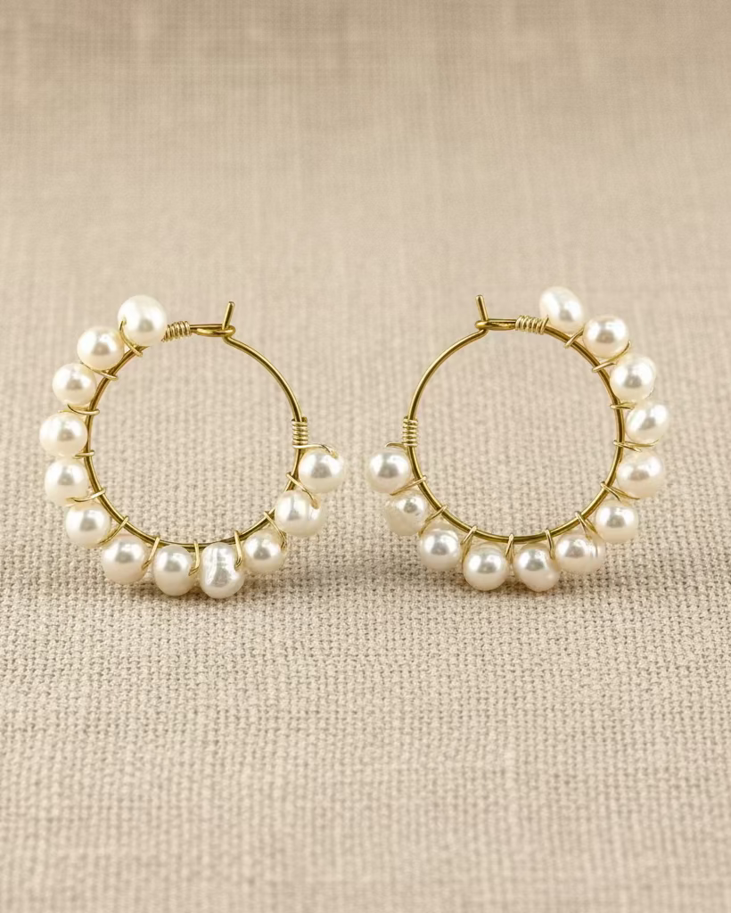 Beachside Pearled Hoops