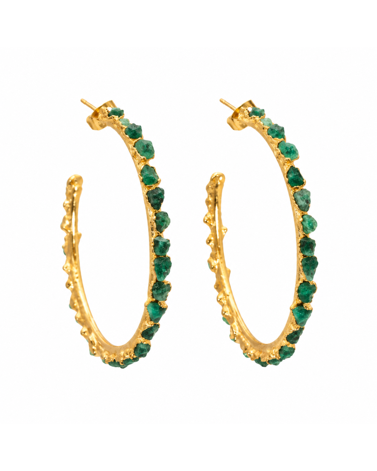 Large Emerald Hoops