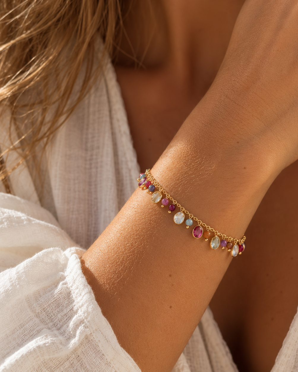 Mixed Stone Multi Drop Bracelet