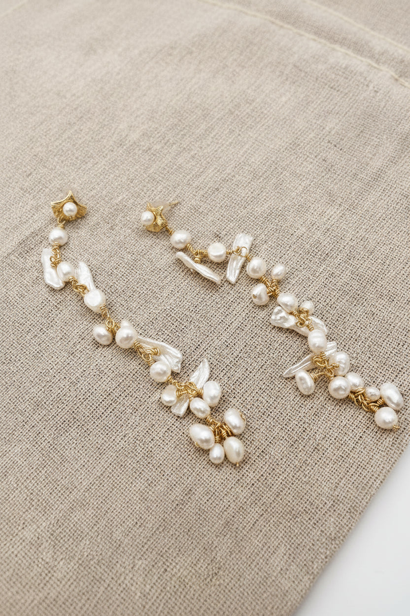 Seashore Pearled Long Earrings