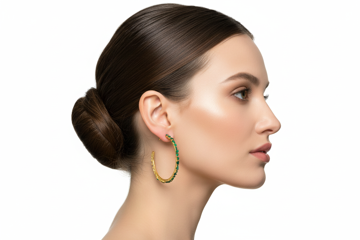 Large Emerald Hoops