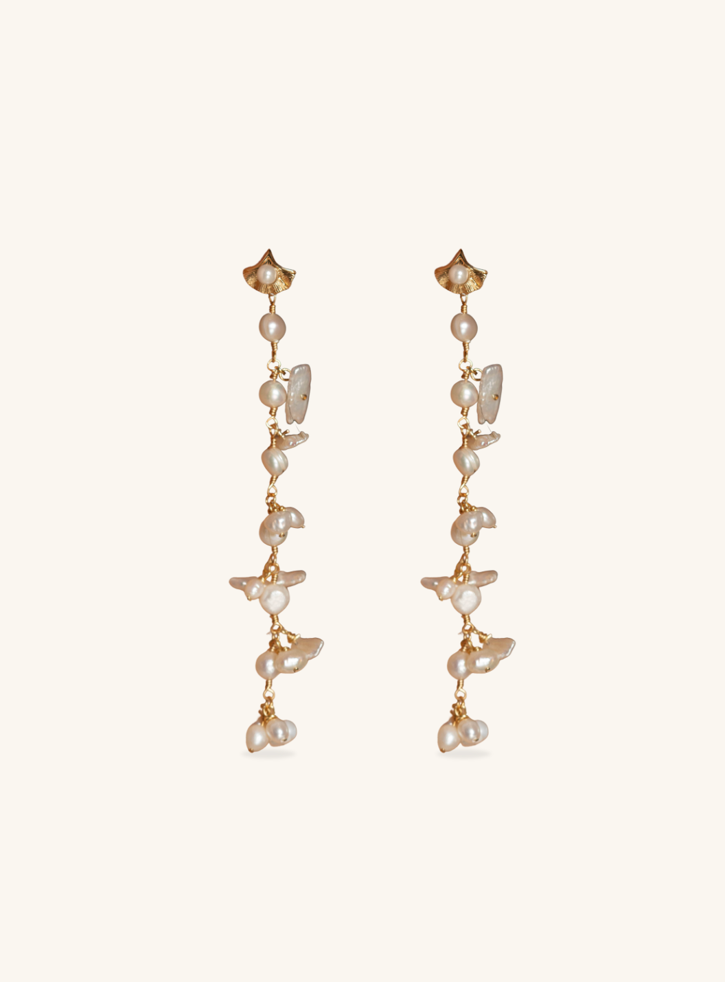 Seashore Pearled Long Earrings