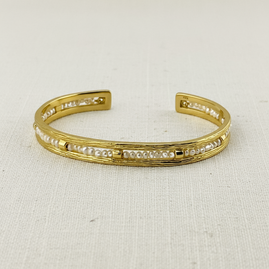 Golden Pearl Whisper Cuff