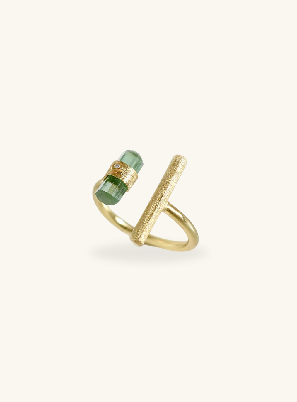 Plain Bar Tourmaline With Diamond Ring