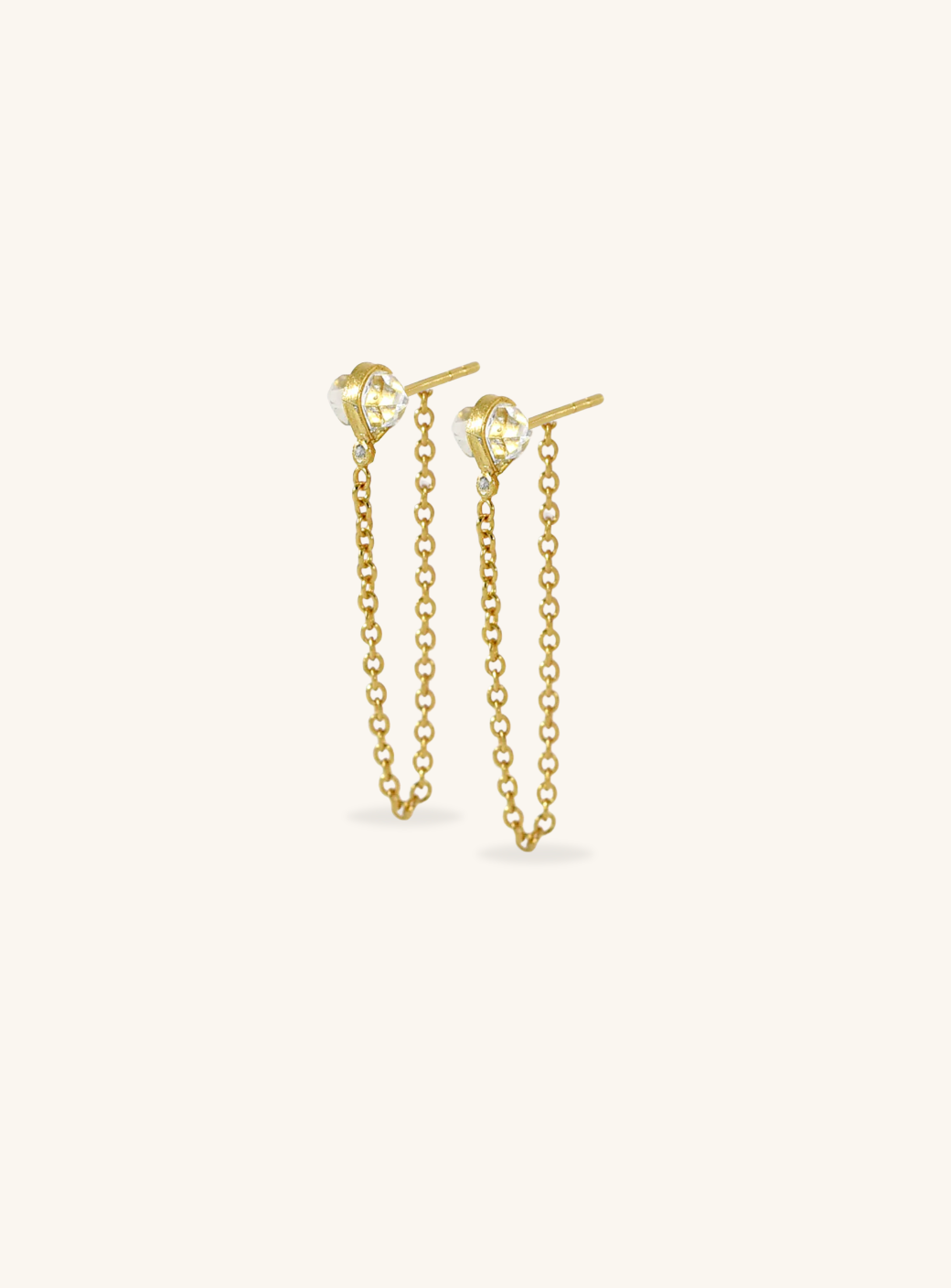 Herkimer Diamond Drop Chain with Diamond Earrings