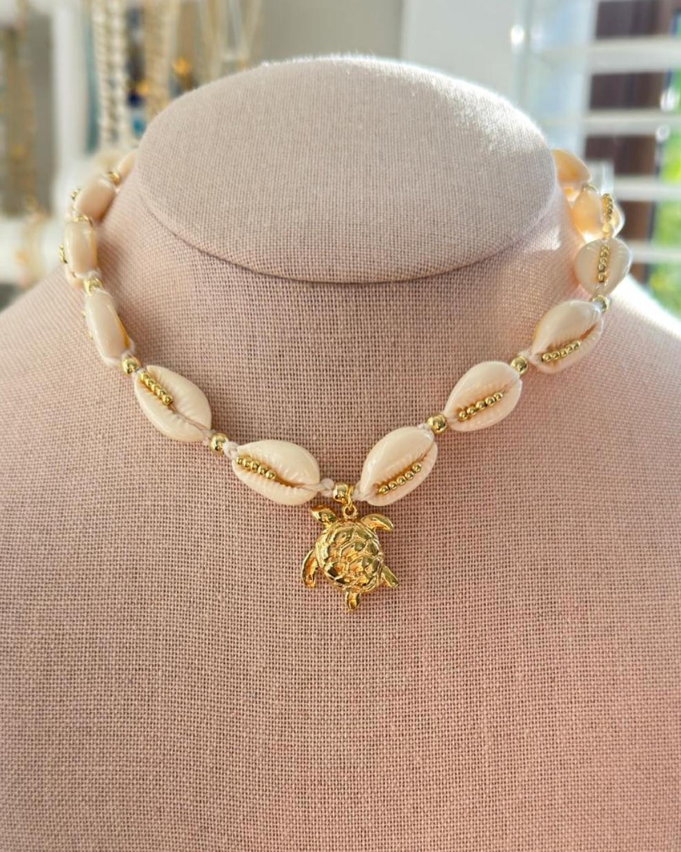Ocean Guardian Necklace Cowrie Shell & Macramé | Turtle Conservation