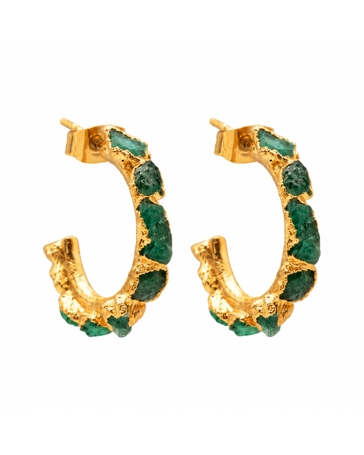 Small Emerald Hoops