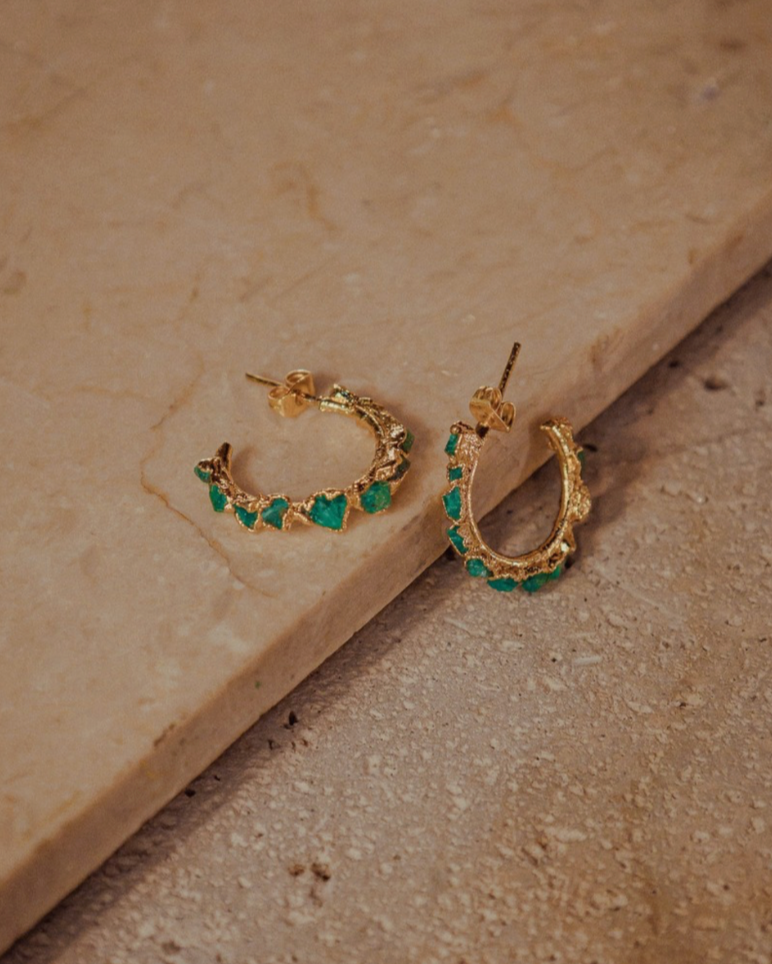 Small Emerald Hoops