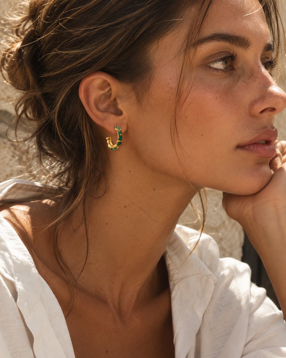 Small Emerald Hoops
