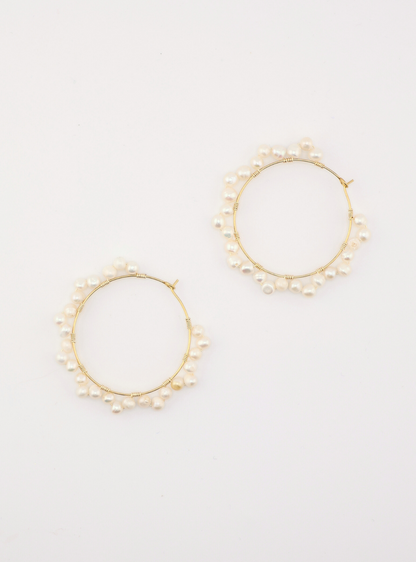 Beachside Pearled Hoops