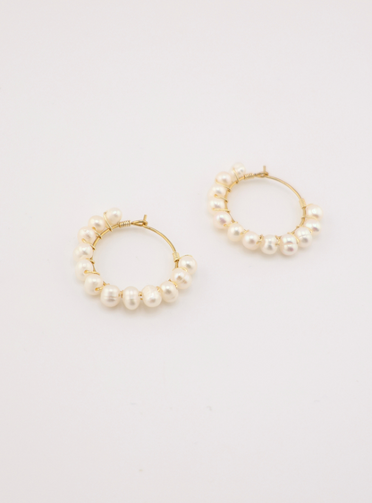 Beachside Pearled Hoops