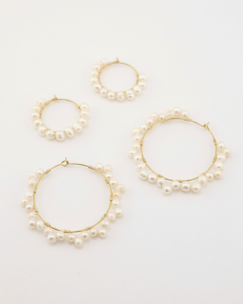 Beachside Pearled Hoops