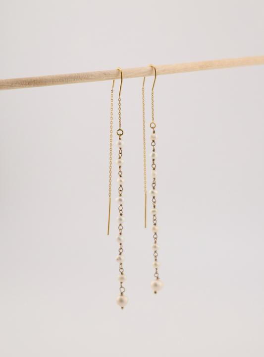 Long Cascade Pearl Earrings