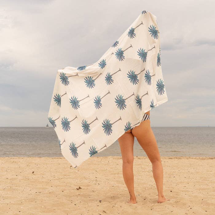 Blue Palms - 100% Cotton Sarong