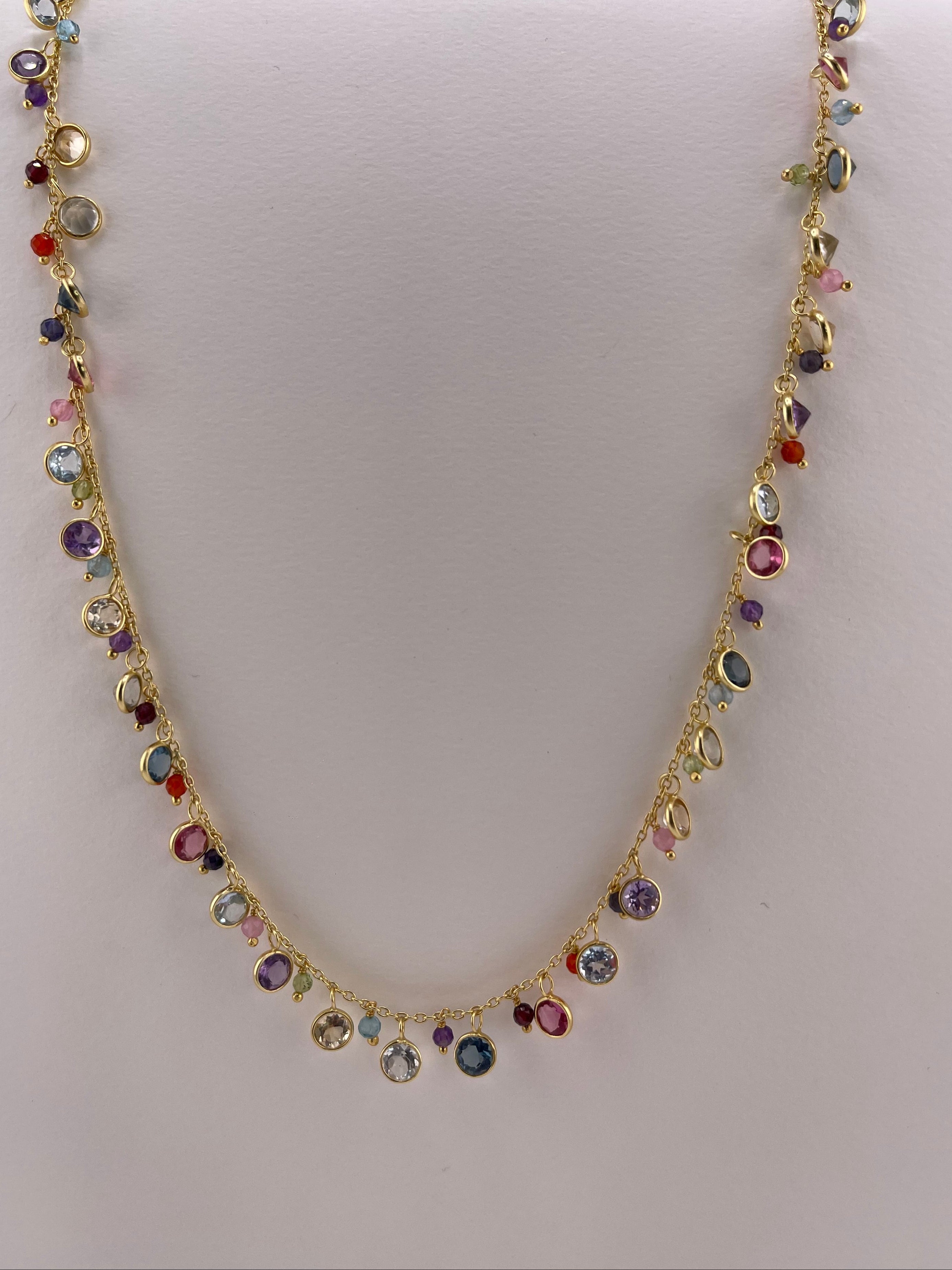 Mixed Stone Multi Drop Necklace