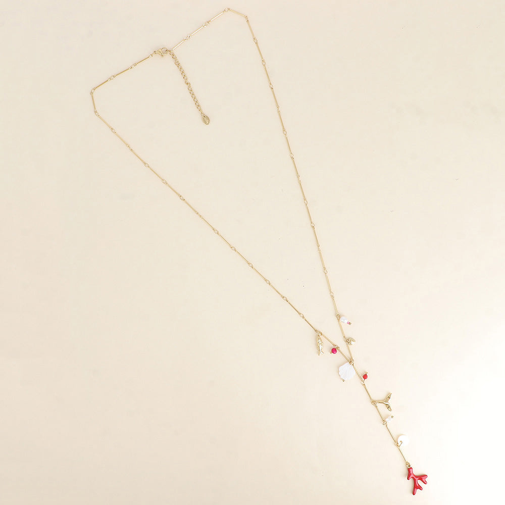 Marine Charms Necklace - Coral