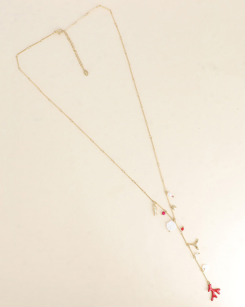 Marine Charms Necklace - Coral