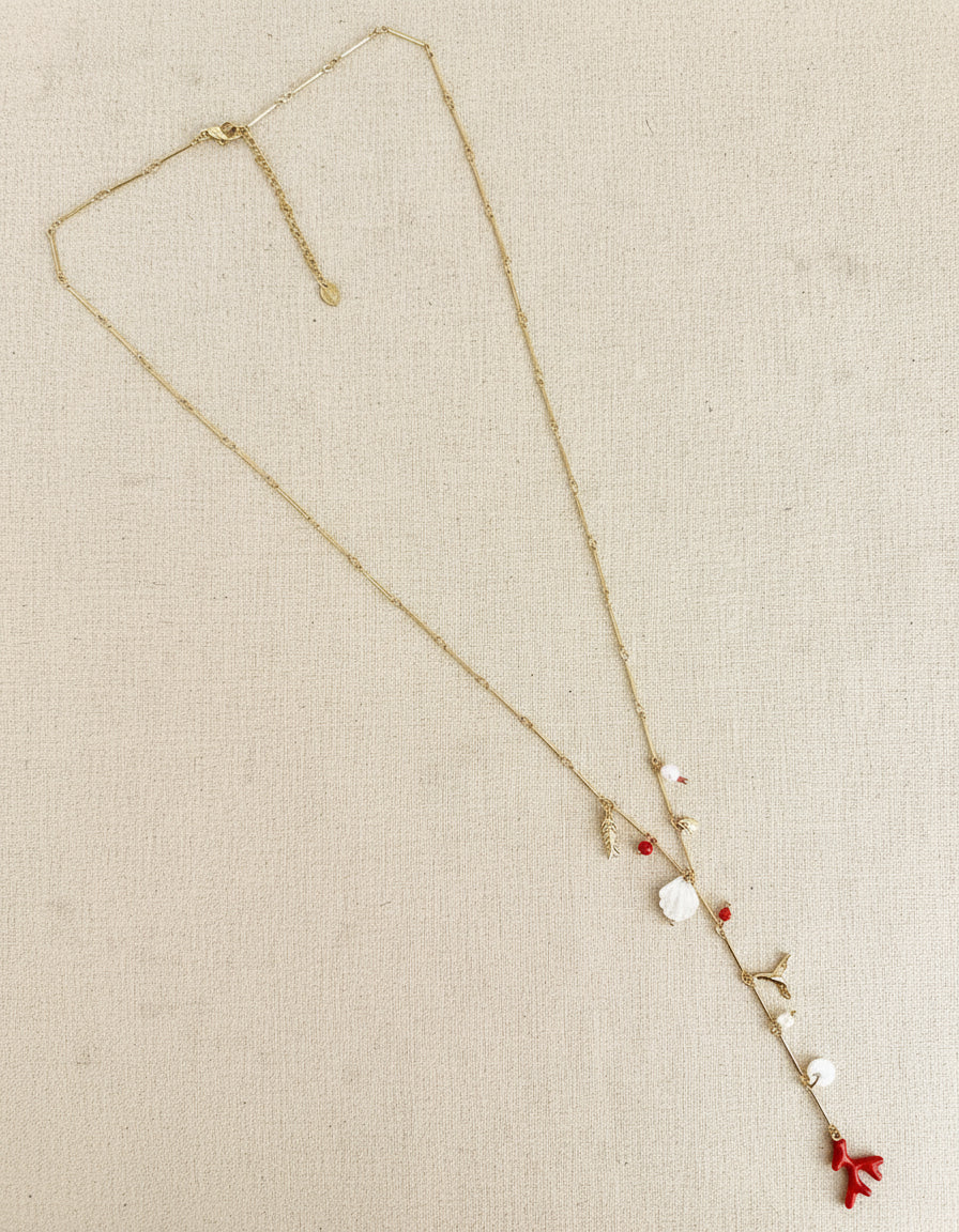 Marine Charms Necklace - Coral