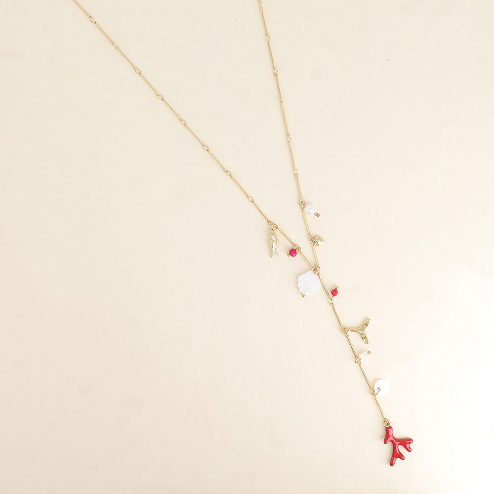 Marine Charms Necklace - Coral