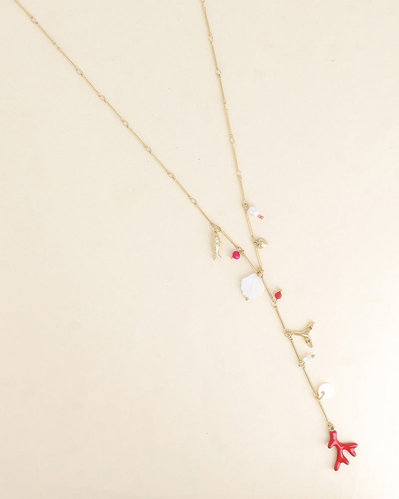 Marine Charms Necklace - Coral