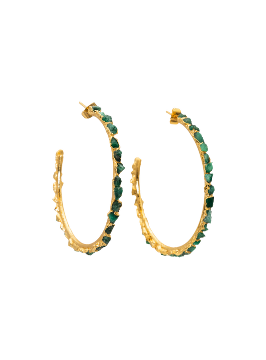 Large Emerald Hoops