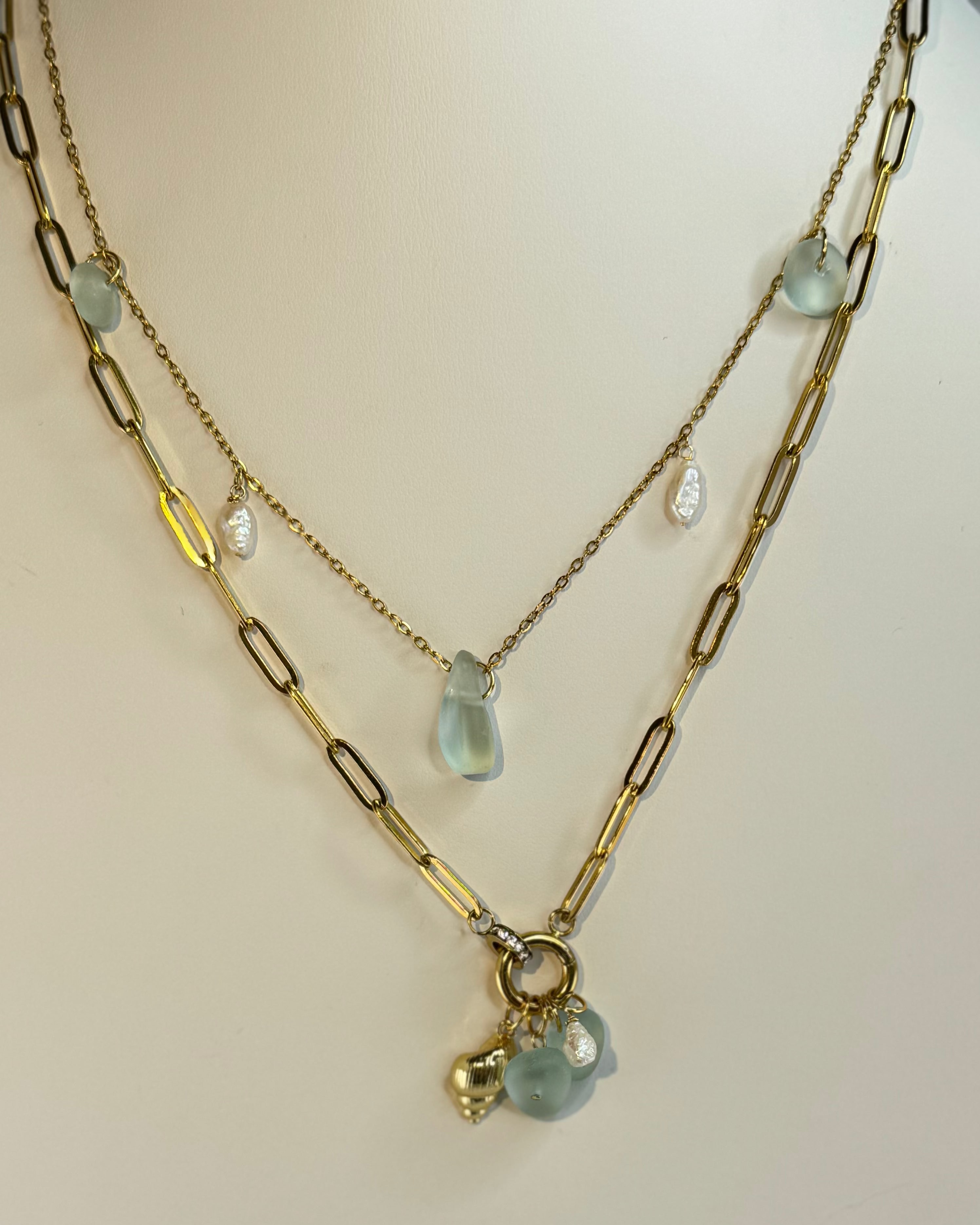 Sea glass & Pearls necklace