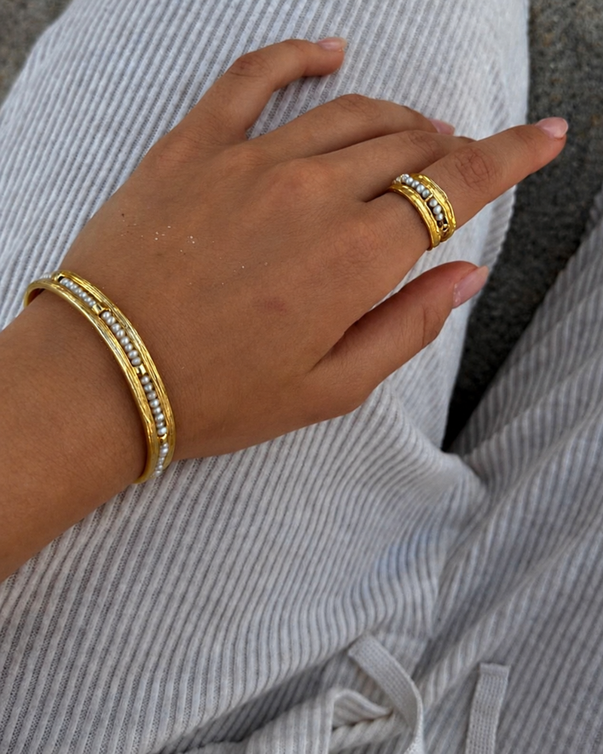 Golden Pearl Whisper Cuff