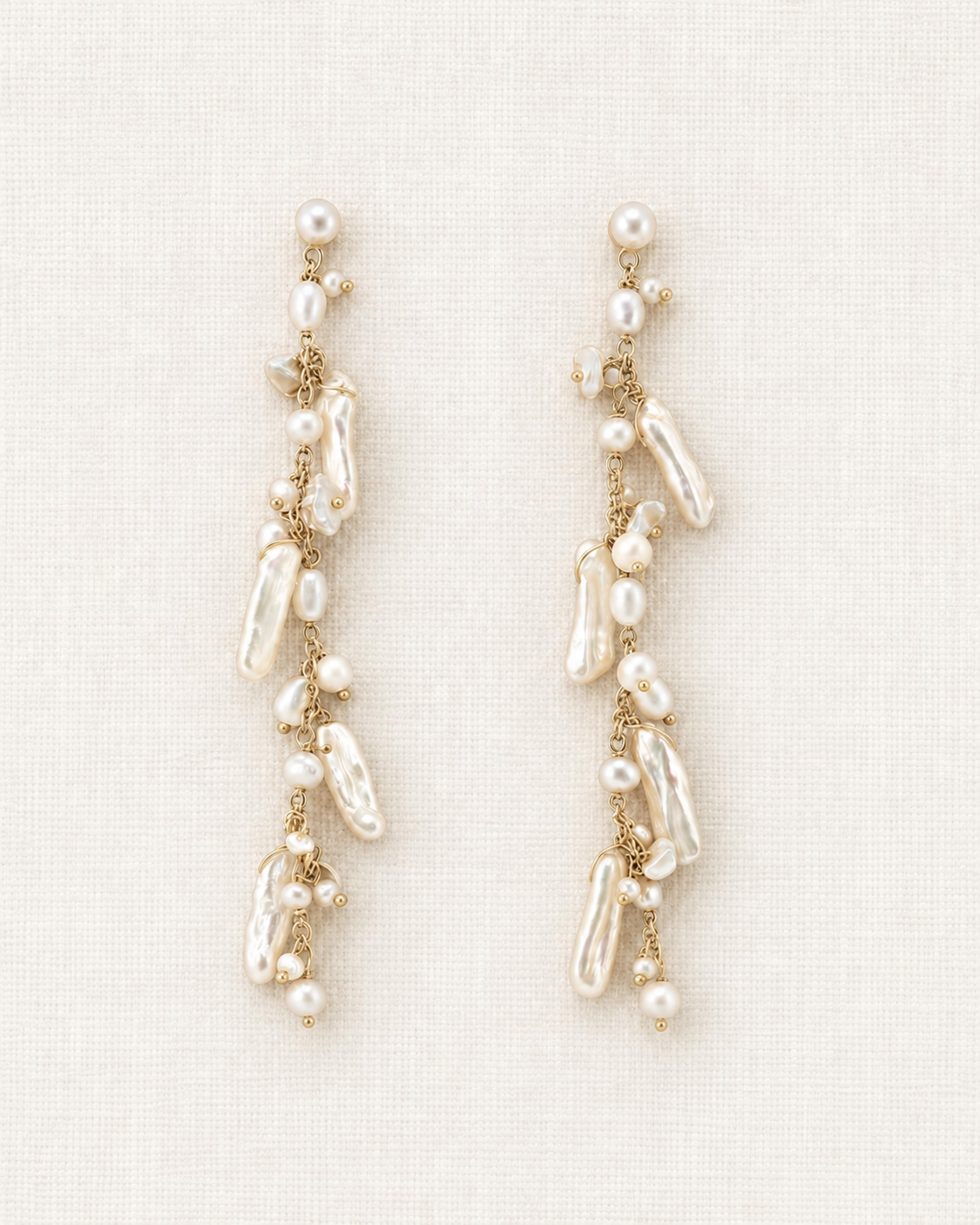 Golden Floating Pearl Earrings