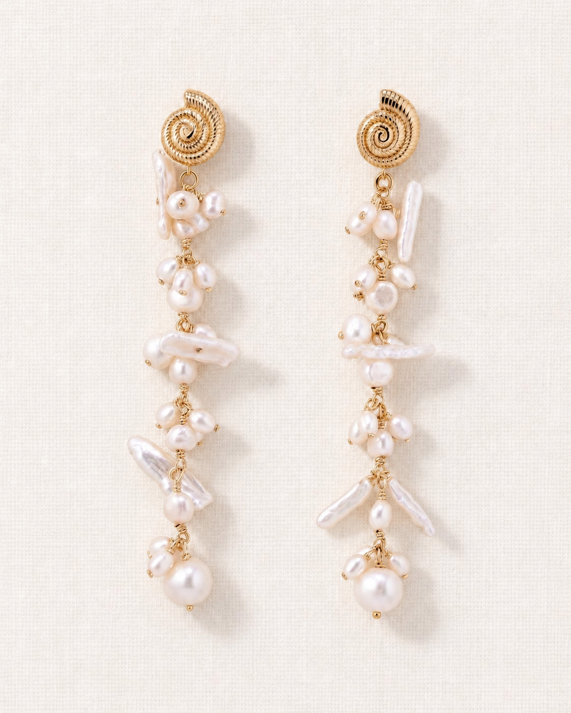 Seashore Pearled Long Earrings