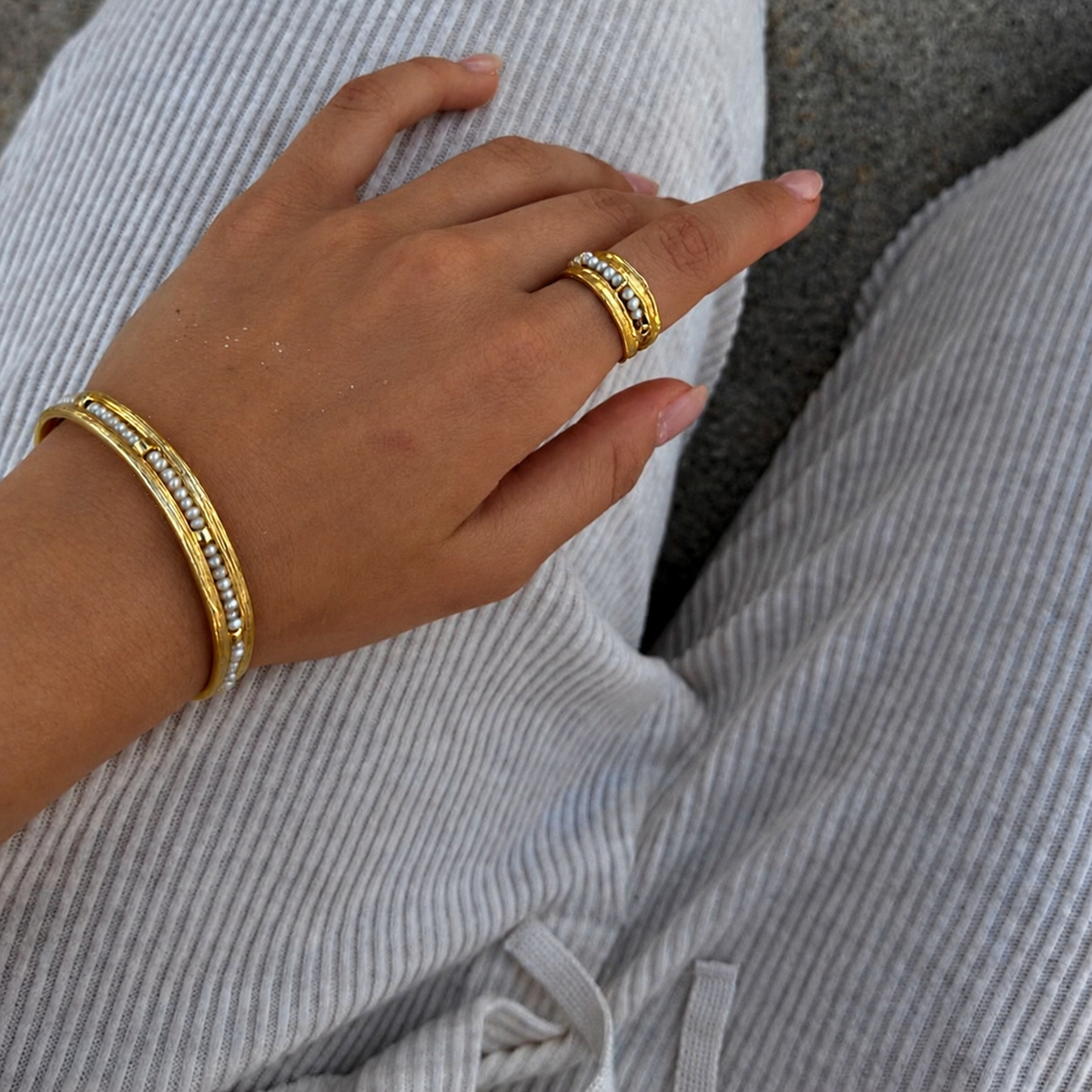 Golden Pearl Whisper Cuff