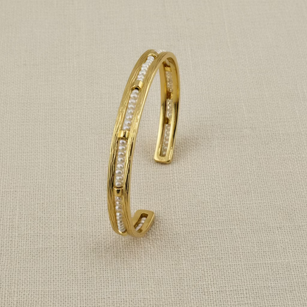 Golden Pearl Whisper Cuff