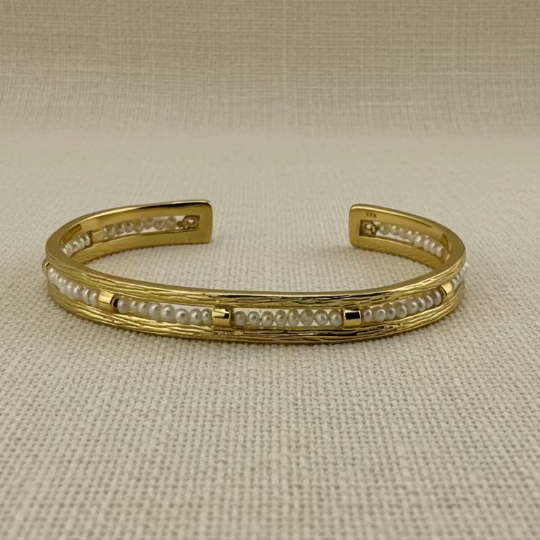 Golden Pearl Whisper Cuff