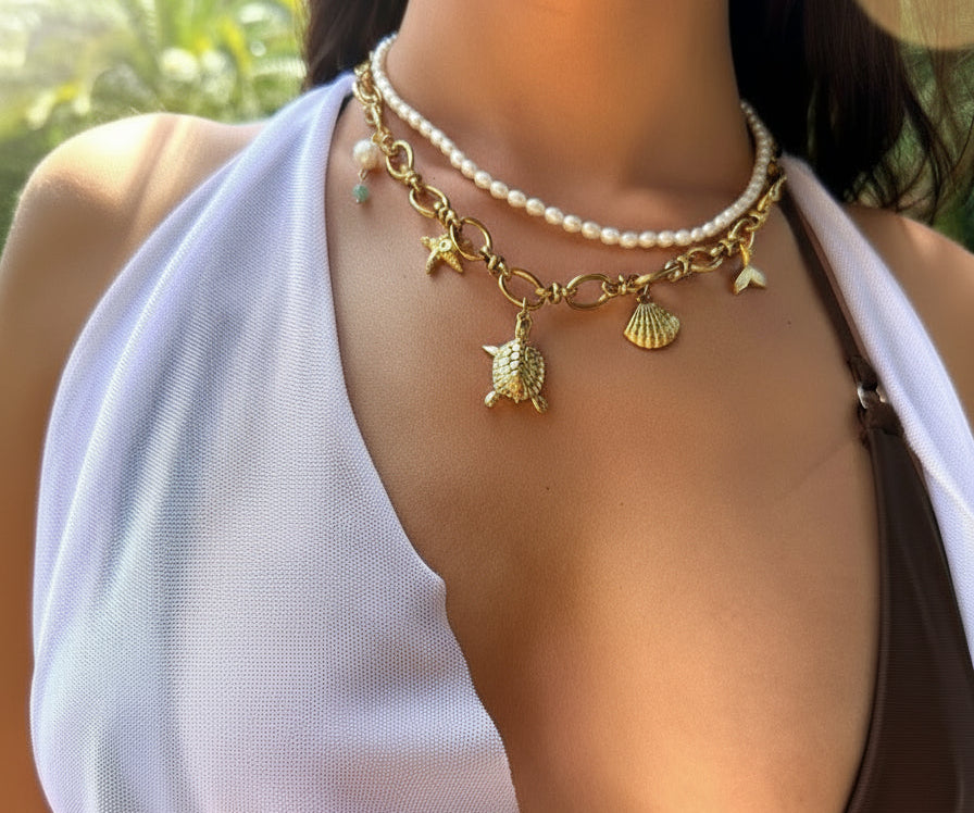 Golden Tide Charm Necklace