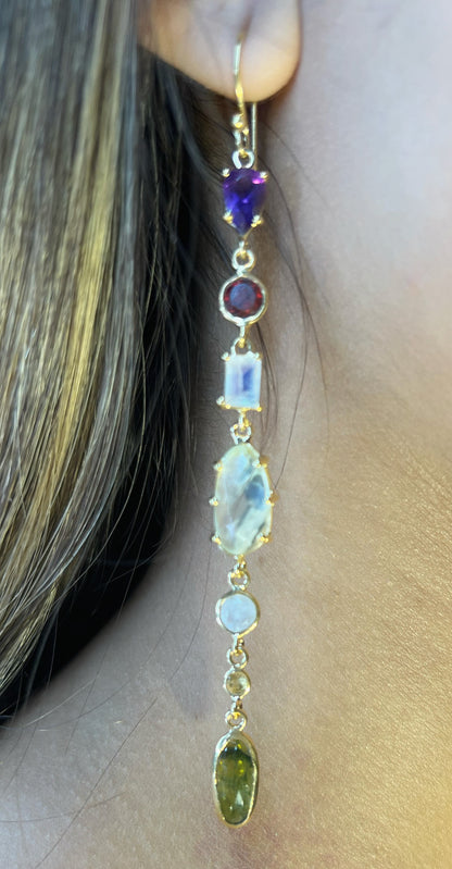 Mixed Stones Drop Earrings